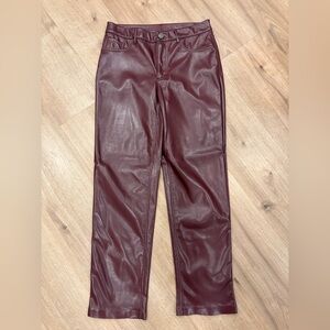 Joie Burgundy Faux Leather Pants